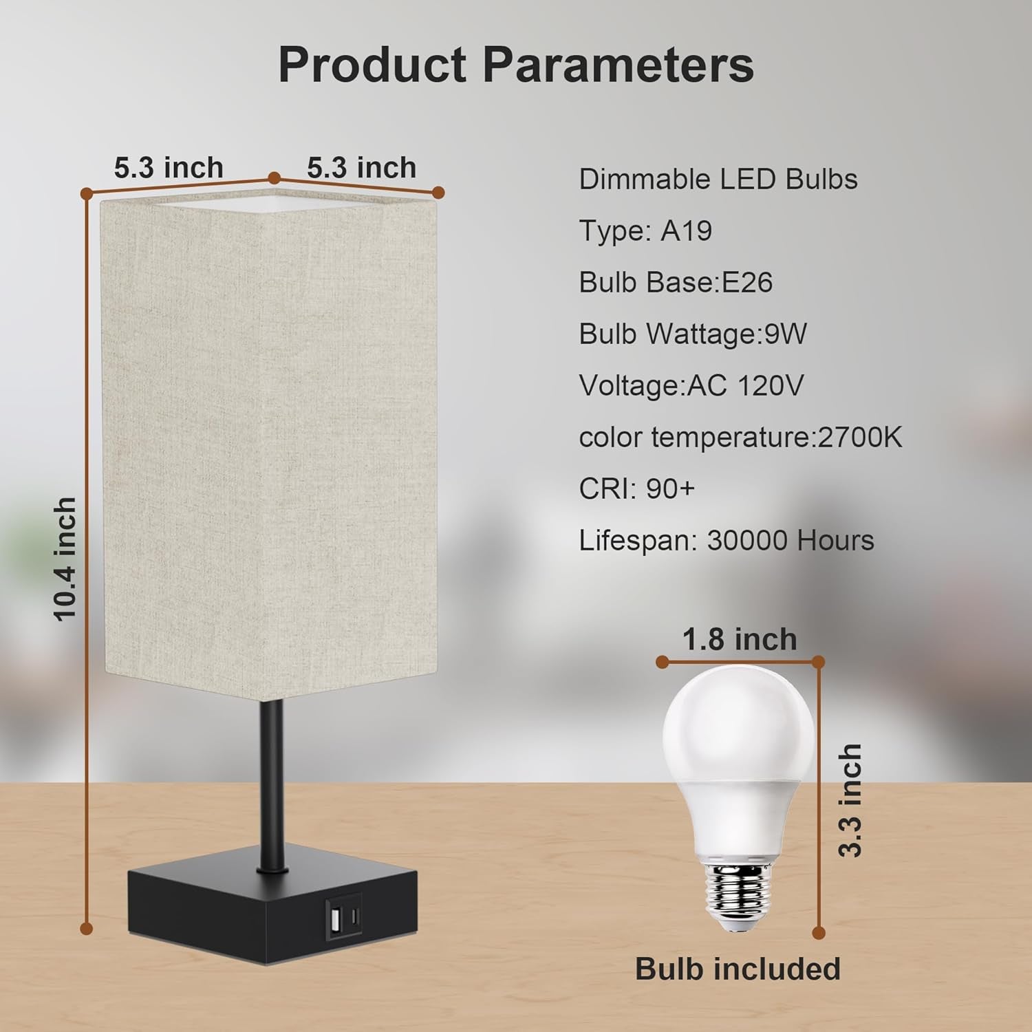 Bedside Lamps Set of 2, Table Lamp for Living Room USB C USB a Charging Ports, 3 Way Dimmable Nightstand Lamps, Beige Lamp Shade Touch Lamps for Bedrooms LED Bulb Included